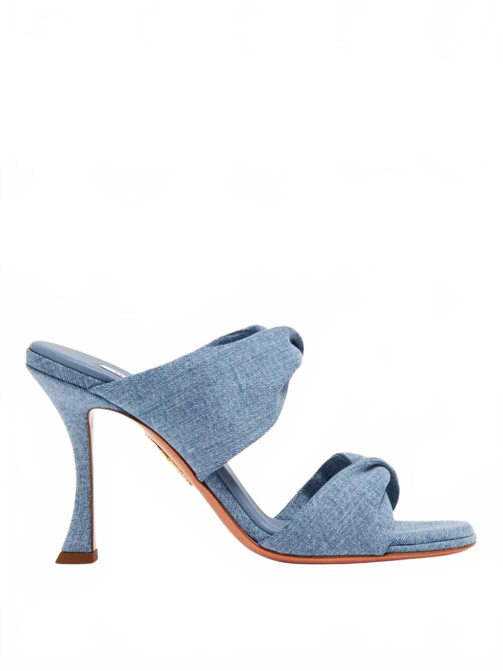 NEW AQUAZZURA women's denim twist sandal in blue